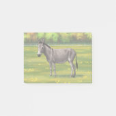 Niedlicher Donkey Gray Burro in Weide Post-it Klebezettel (Vorderseite)