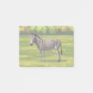Niedlicher Donkey Gray Burro in Weide Post-it Klebezettel