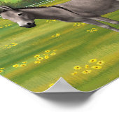 Niedlicher Donkey Gray Burro in Weide Poster (Ecke)