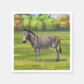 Niedlicher Donkey Gray Burro in Weide Serviette (Vorderseite)