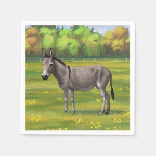 Niedlicher Donkey Gray Burro in Weide Serviette