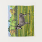 Niedlicher Donkey Gray Burro in Weide Wandteppich (Vorderseite)