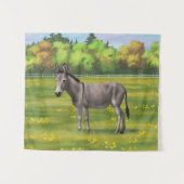 Niedlicher Donkey Gray Burro in Weide Wandteppich (Vorderseite (Horizontal))