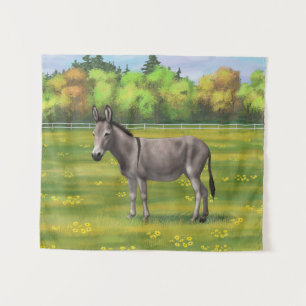 Niedlicher Donkey Gray Burro in Weide Wandteppich