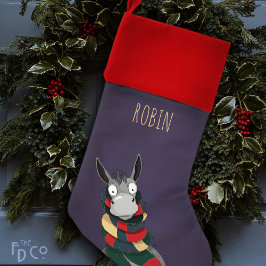 Niedlicher Donkey im Winter Loch Nass | Rich Lila Weihnachtsstrumpf