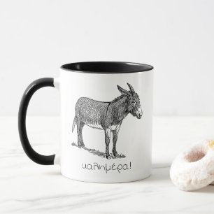 Niedlicher Donkey & Kalimera (guter Morgen) auf Gr Tasse
