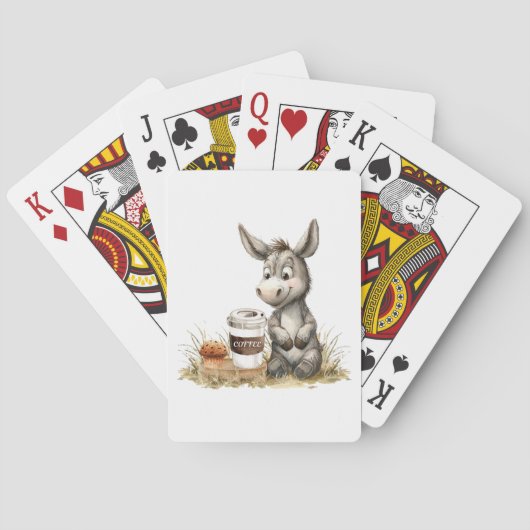 Niedlicher Donkey mit Kaffeekarten Spielkarten (Rückseite)