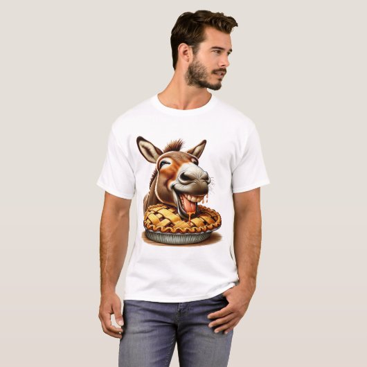 Niedlicher Donkey mit Kuchen T-Shirt (Vorne ganz)