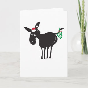 Niedlicher Donkey mit Mistletoe Merry Kissmyass Feiertagskarte