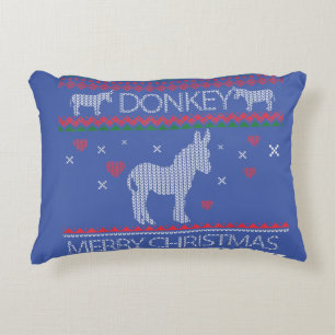 Niedlicher Donkey Ugly Sweater Weihnachtsfeiertag Dekokissen