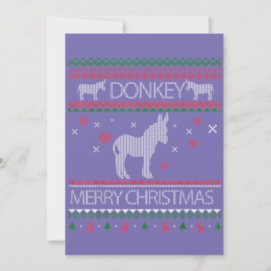 Niedlicher Donkey Ugly Sweater Weihnachtsfeiertag Einladung (Vorderseite)