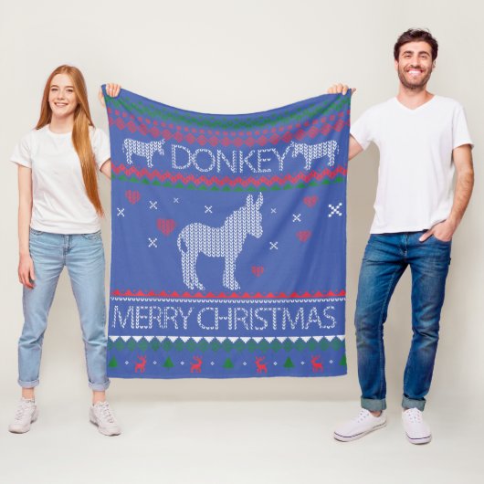 Niedlicher Donkey Ugly Sweater Weihnachtsfeiertag Fleecedecke (Beispiel)