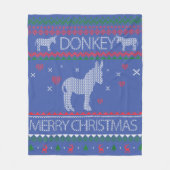 Niedlicher Donkey Ugly Sweater Weihnachtsfeiertag Fleecedecke (Vorderseite)