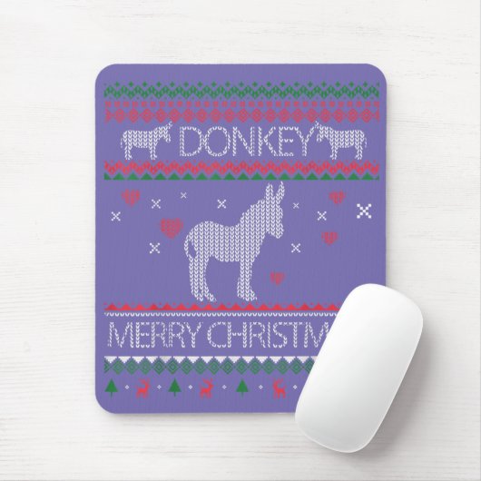Niedlicher Donkey Ugly Sweater Weihnachtsfeiertag  Mousepad (Mit Mouse)