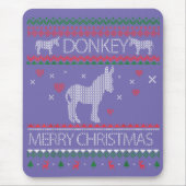Niedlicher Donkey Ugly Sweater Weihnachtsfeiertag  Mousepad (Vorne)
