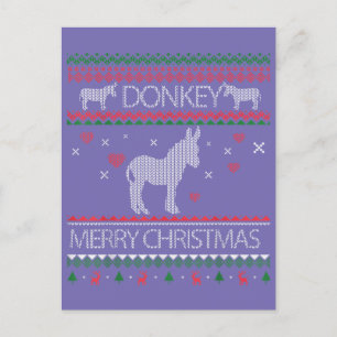 Niedlicher Donkey Ugly Sweater Weihnachtsfeiertag Postkarte