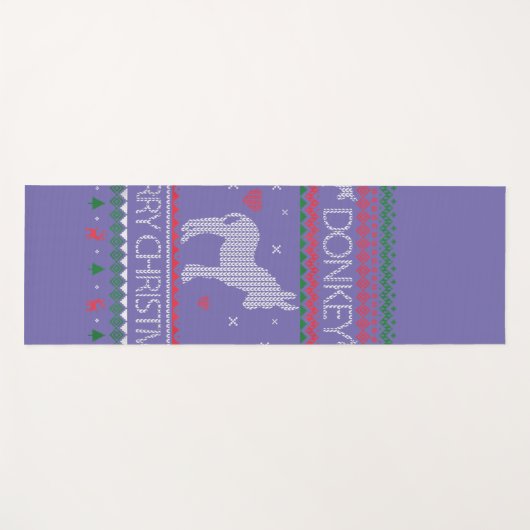 Niedlicher Donkey Ugly Sweater Weihnachtsfeiertag Yogamatte (Vorderseite (Horizontal))