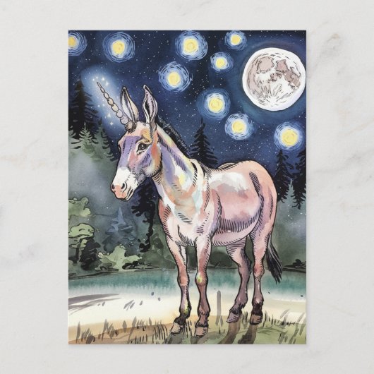 Niedlicher Donkey Unicorn Postkarte (Vorderseite)