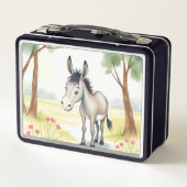 Niedlicher Donkey-Watercolor-Frühling Metall Brotdose (Rückseite)