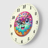 Niedlicher Donut Große Wanduhr (Winkel)