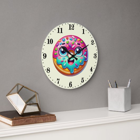Niedlicher Donut Große Wanduhr (Büro)