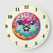 Niedlicher Donut Große Wanduhr (Vorderseite)