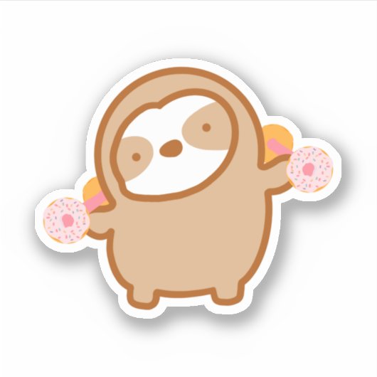 Niedlicher Donut Gym Workout Sloth Aufkleber (Vorderseite)
