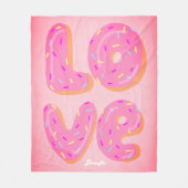 Niedlicher Donut Liebhaber Cartoon Liebe Rosa pers Fleecedecke (Vorderseite)