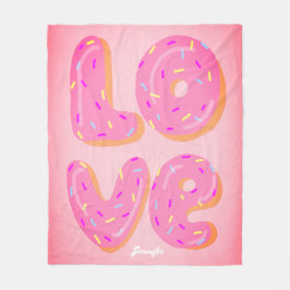 Niedlicher Donut Liebhaber Cartoon Liebe Rosa pers Fleecedecke