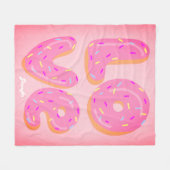 Niedlicher Donut Liebhaber Cartoon Liebe Rosa pers Fleecedecke (Vorderseite (Horizontal))