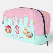 Niedlicher Donut-Tropfen süße Girl Pink Bow Name Waschbeutel (Rechte Ecke)