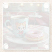 Niedlicher Donut und Kaffee in Retro Diner Glasuntersetzer (Rückseite)