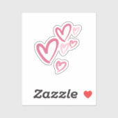 Niedlicher Doodle mit rosa Herzen Aufkleber (Blatt)
