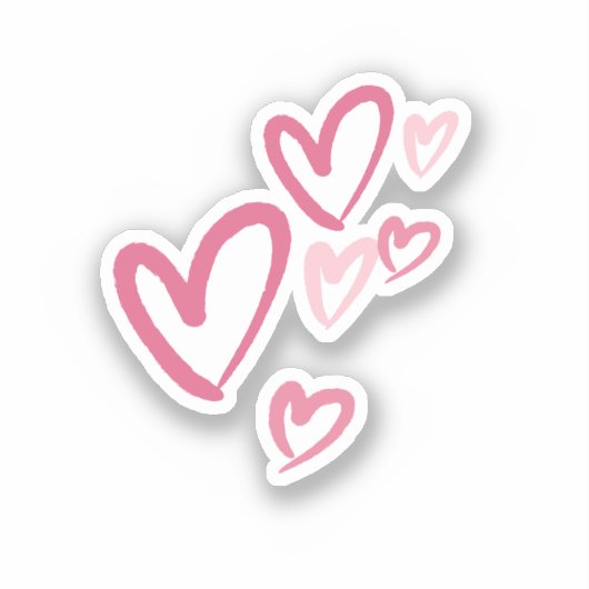 Niedlicher Doodle mit rosa Herzen Aufkleber (Vorderseite)