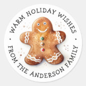 Niedlicher Dopey Lebkuchen Mann warme Winterwünsch Runder Aufkleber (Vorderseite)