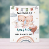 Niedlicher Doppelstar Ballon Babydusche Party Acrylschild (Neutral)