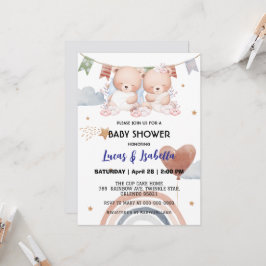 Niedlicher Doppelstar Ballon Babydusche Party Einladung