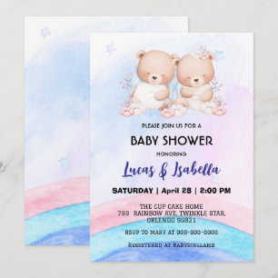 Niedlicher Doppelstar Ballon Babydusche Party Einladung