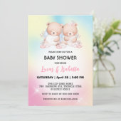 Niedlicher Doppelstar Ballon Babydusche Party Einladung (Stehend Vorderseite)