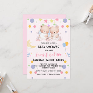 Niedlicher Doppelstar Ballon Babydusche Party Einladung