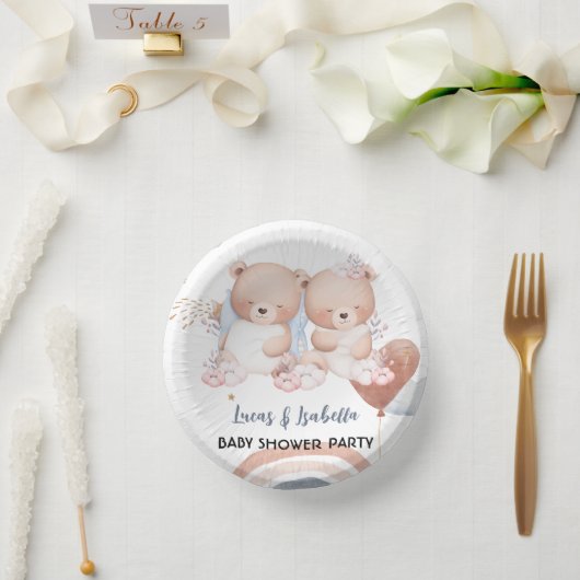 Niedlicher Doppelstar Ballon Babydusche Party Pappteller (Hochzeit)