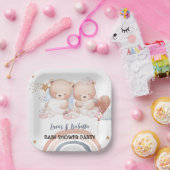 Niedlicher Doppelstar Ballon Babydusche Party Pappteller (Party)