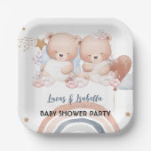 Niedlicher Doppelstar Ballon Babydusche Party Pappteller (Vorderseite)