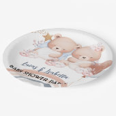 Niedlicher Doppelstar Ballon Babydusche Party Pappteller (Schrägansicht)