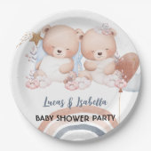 Niedlicher Doppelstar Ballon Babydusche Party Pappteller (Vorderseite)