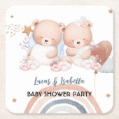 Niedlicher Doppelstar Ballon Babydusche Party Rechteckiger Pappuntersetzer (Vorderseite)