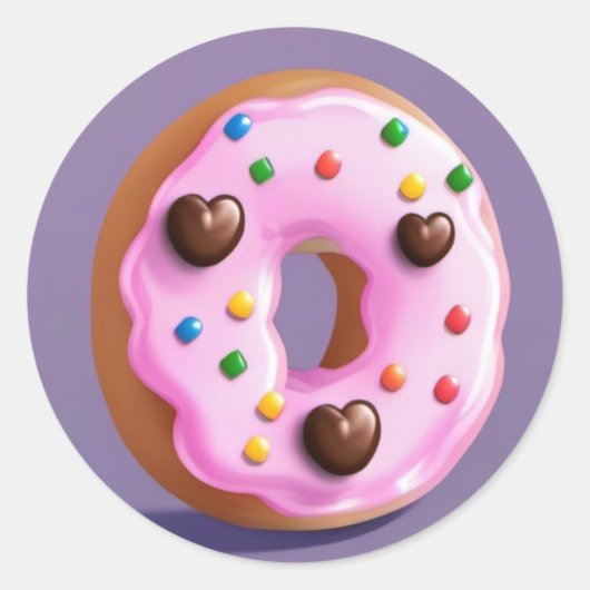 Niedlicher Doughnut Runder Aufkleber (Vorderseite)