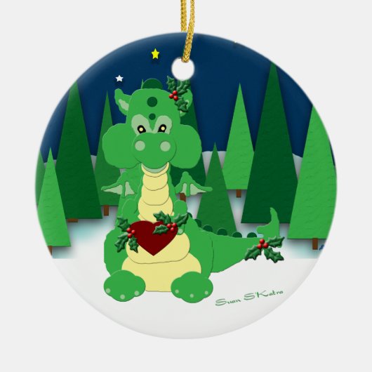Niedlicher Drache: Das 1. Weihnachten des Babys Keramik Ornament (Vorne)