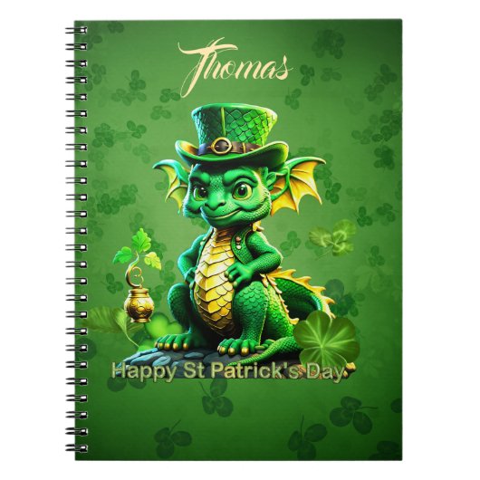 Niedlicher Drache des St. Patrick's Day Notizblock (Vorderseite)