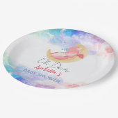 Niedlicher Drache Dinosaurier Regenbogen Ballon Ba Pappteller (Schrägansicht)